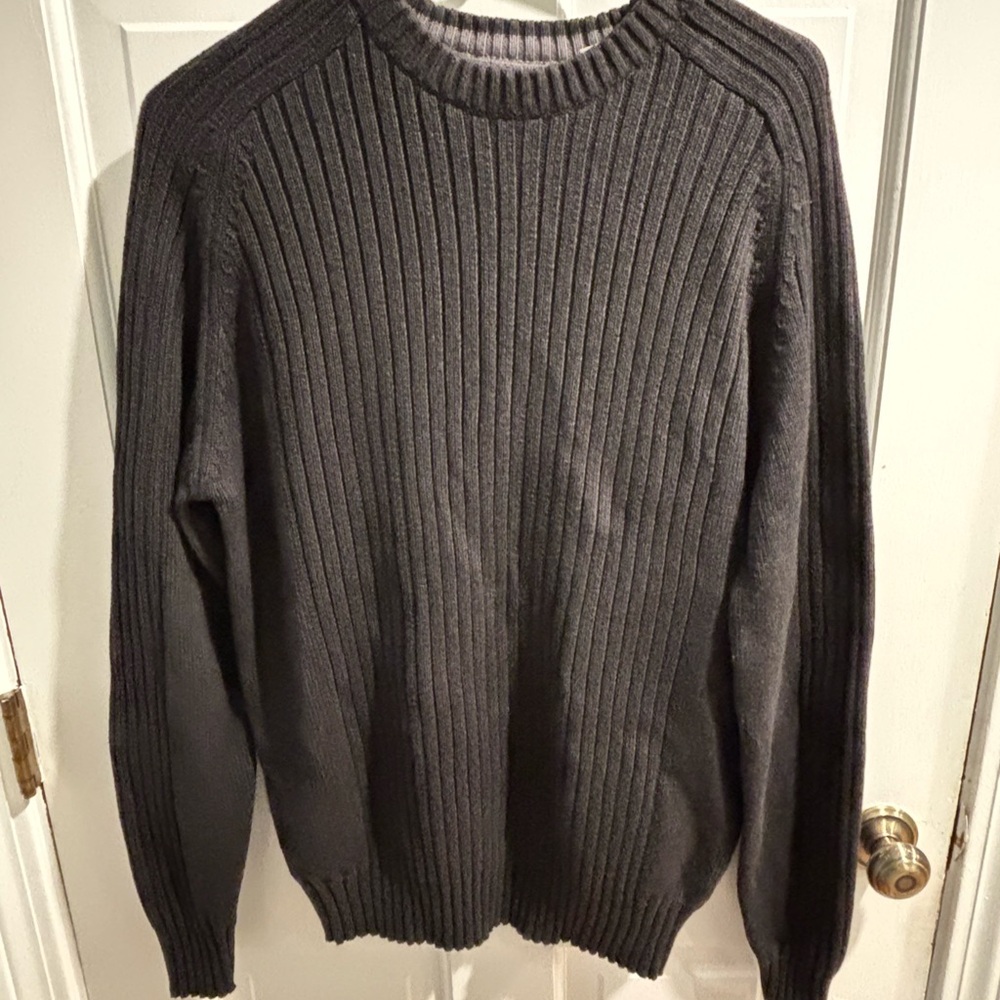 Men's Charcoal Ribbed Crewneck Sweater
